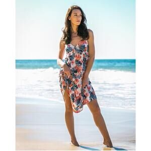 Roxy Close To Sea Tropical Dress Maxi Sleeveless Ruffle Womens Medium Bohemian